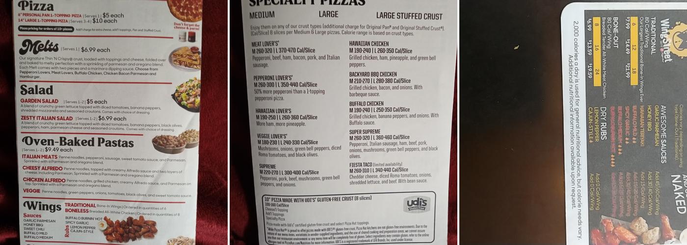 Pizza Hut Menu