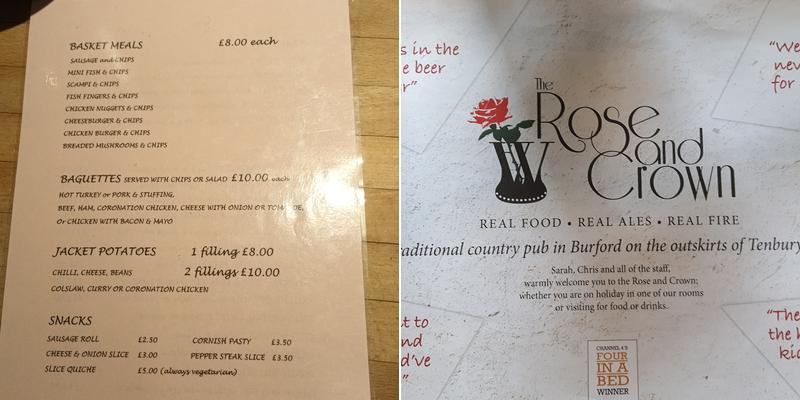 The Rose & Crown Menu