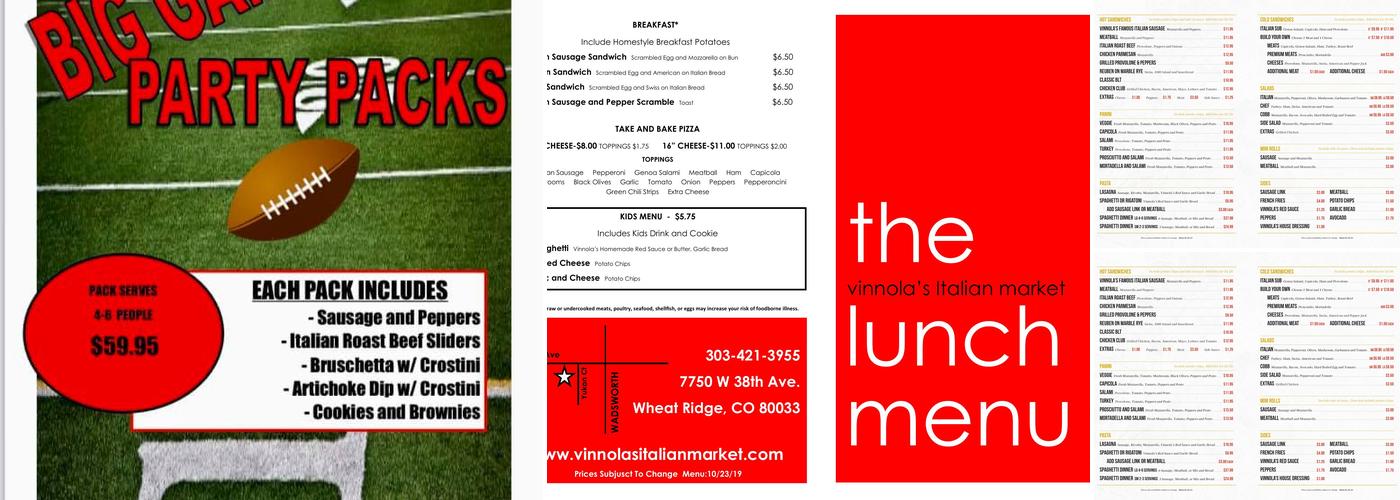 Vinnola's Italian Market Menu