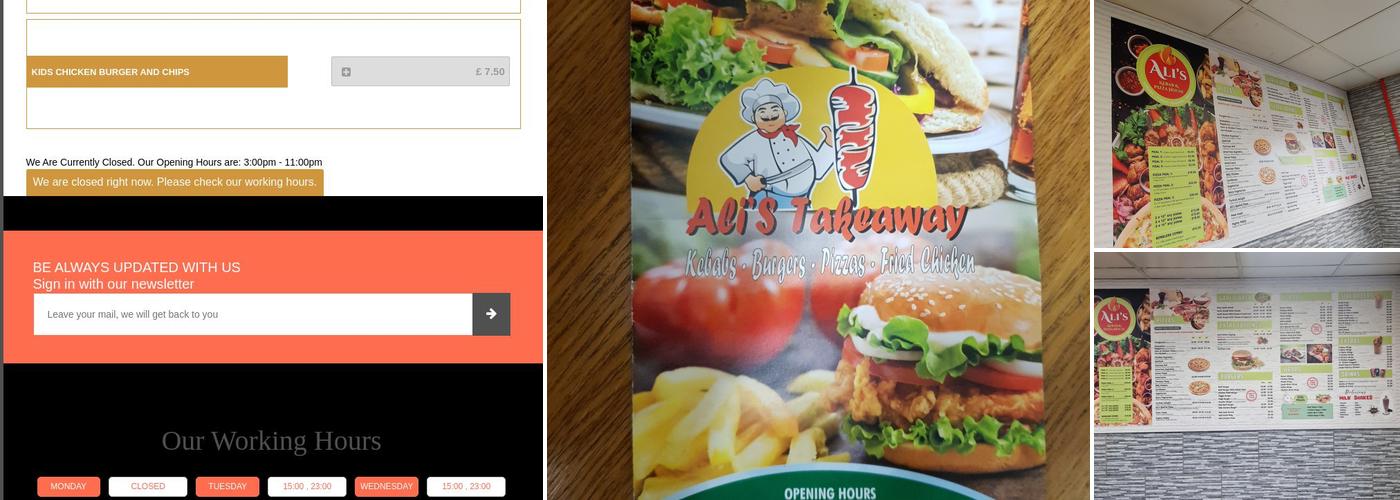 Ali's Kebabs and Pizza House Menu