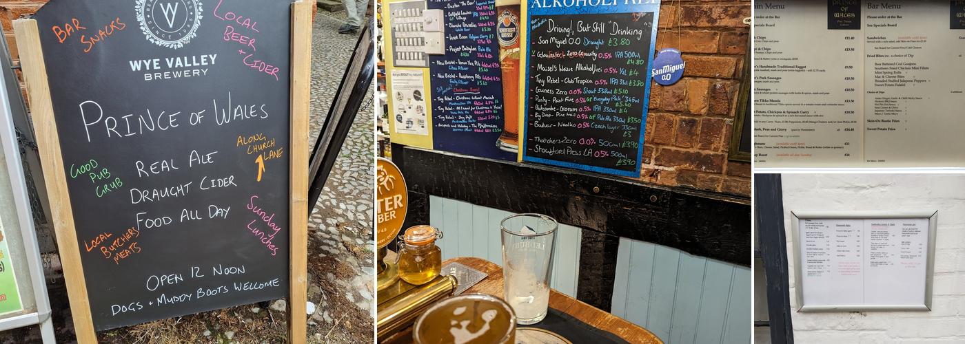 Prince Of Wales Menu