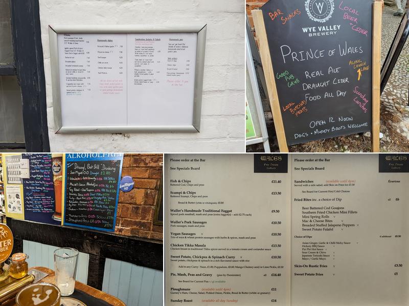 Prince Of Wales Menu