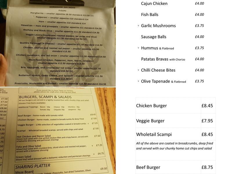 The Horseshoe Inn Menu