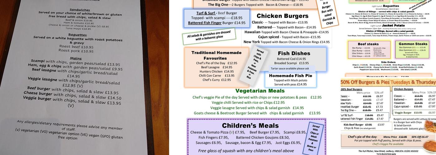 The Full Pitcher Menu