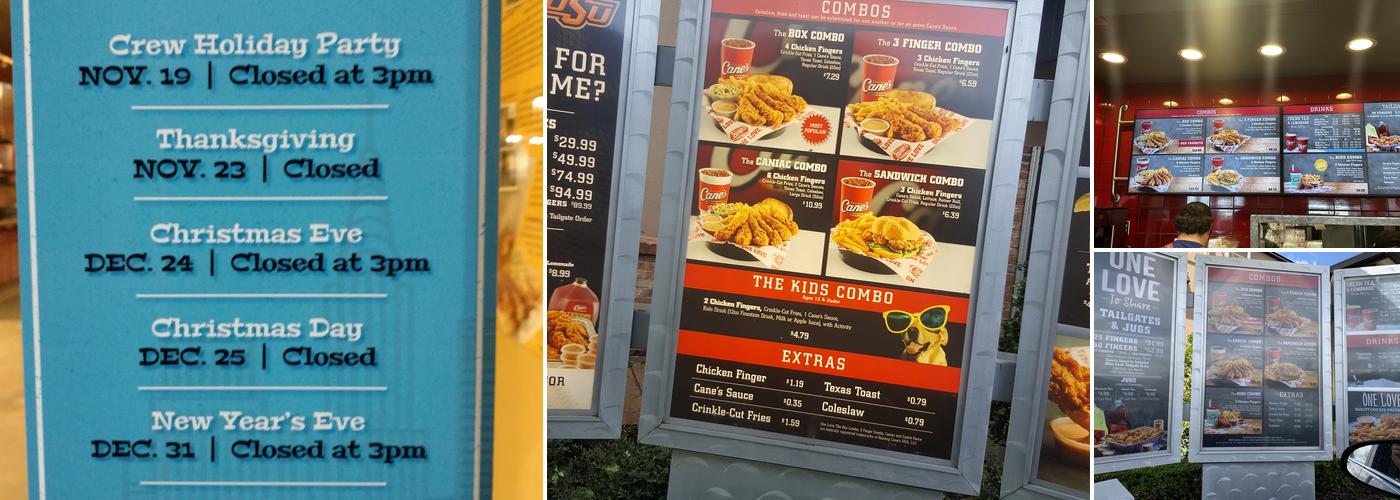 Raising Cane's Chicken Fingers Menu
