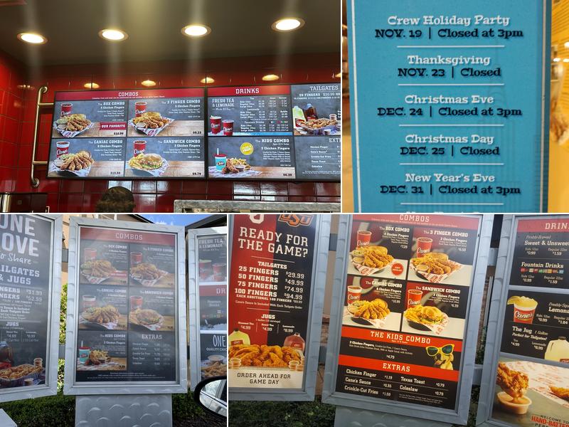 Raising Cane's Chicken Fingers Menu