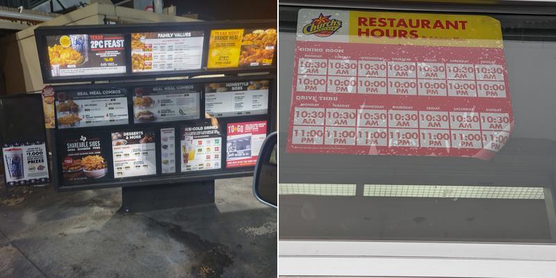 Church's Texas Chicken Menu