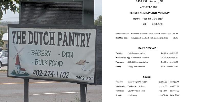 Dutch Pantry Menu