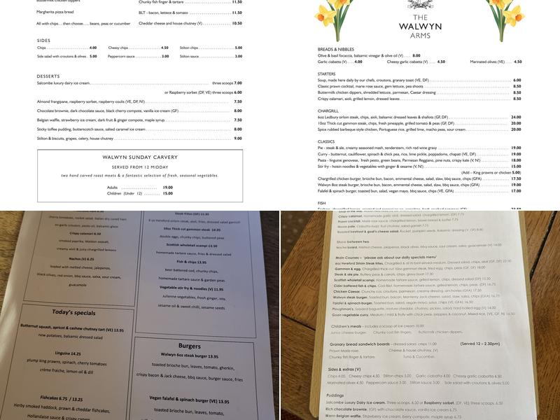 The Walwyn Arms Menu