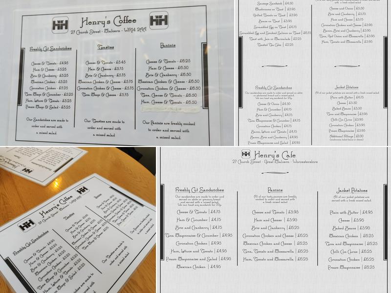 Henrys Cafe Menu