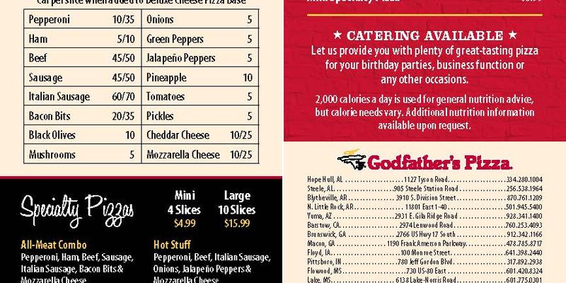 Godfather's Pizza Menu