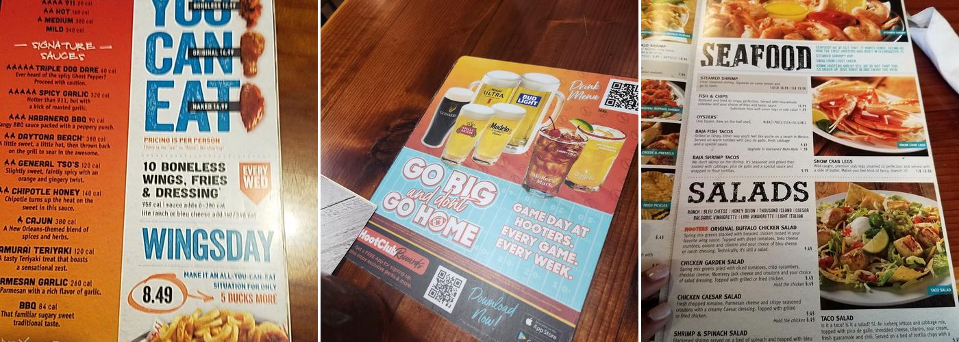 Hooters Menu