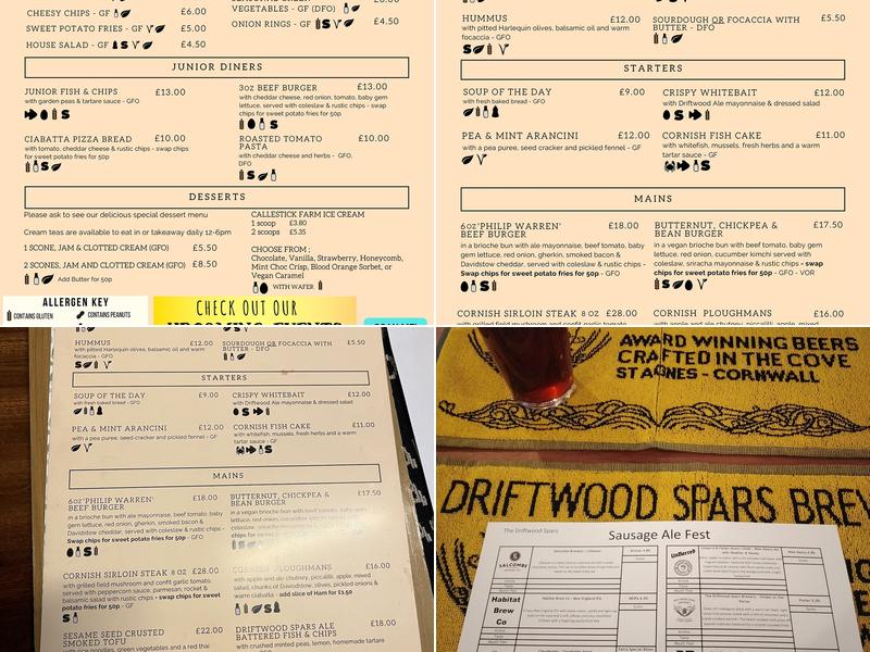 The Driftwood Spars Menu