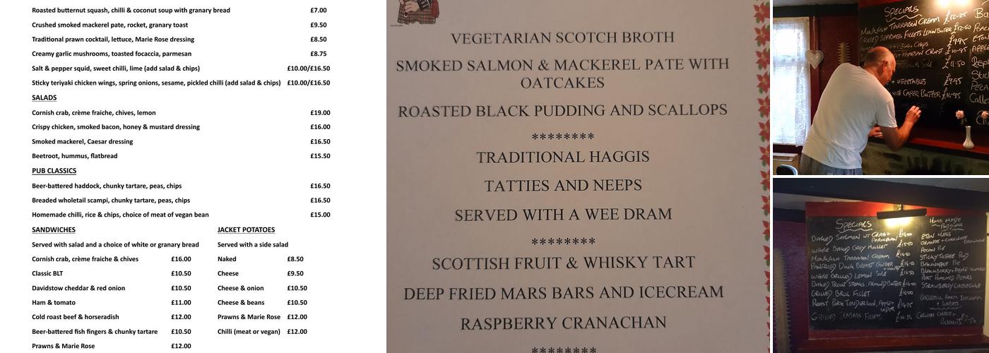 Bolingey Inn Menu