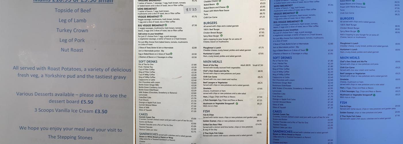 The Stepping Stones Cafe Menu