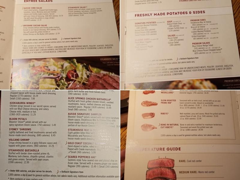 Outback Steakhouse Menu