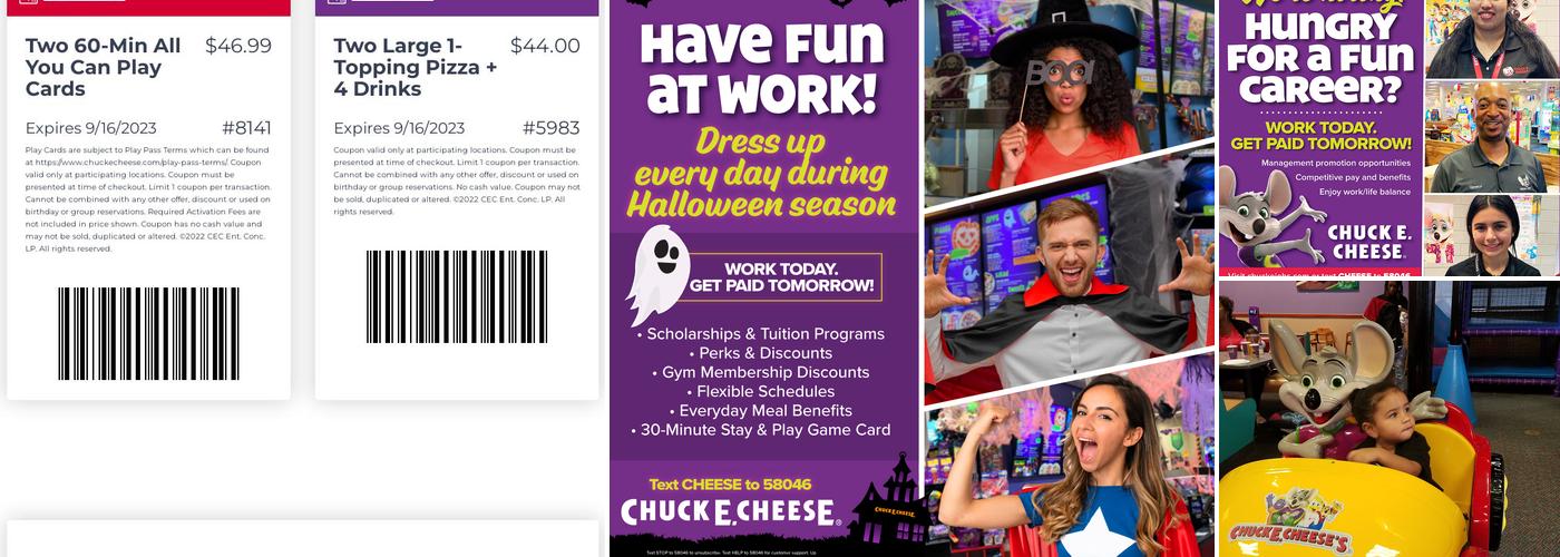 Chuck E. Cheese Menu