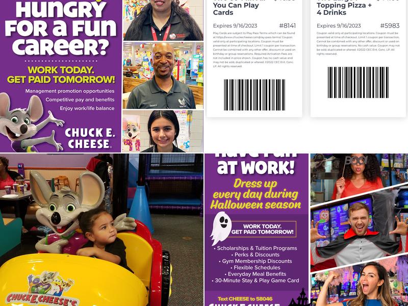 Chuck E. Cheese Menu
