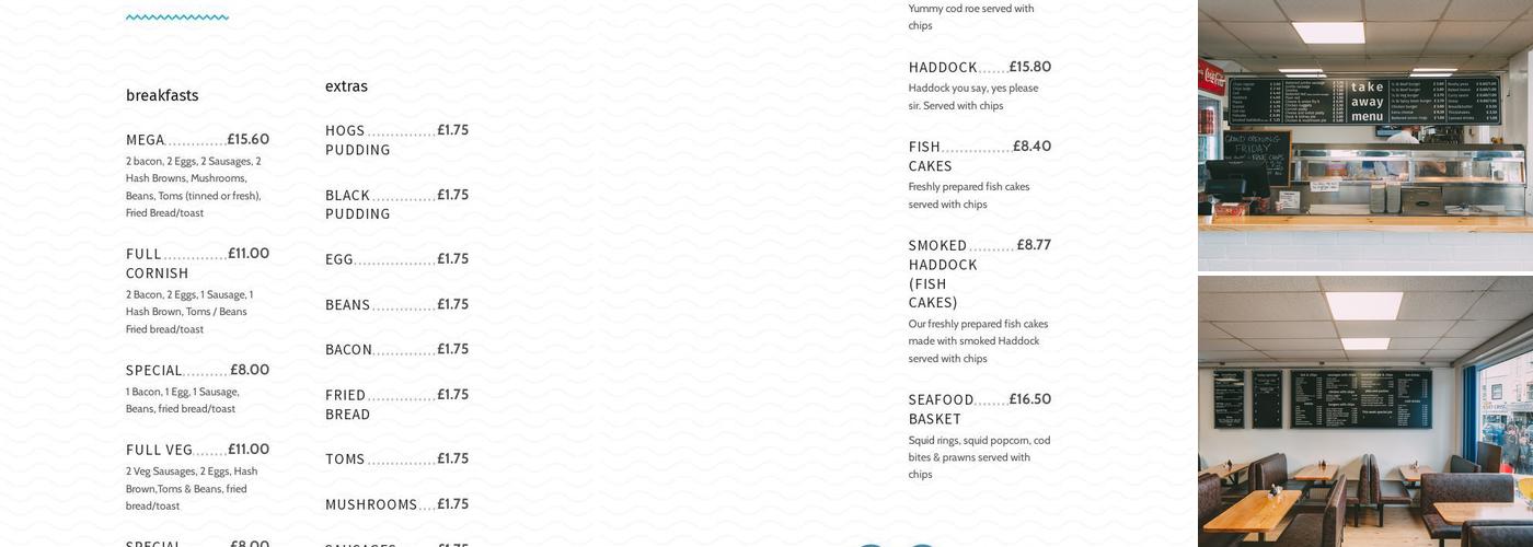 Pickwicks Fish & Chips Menu