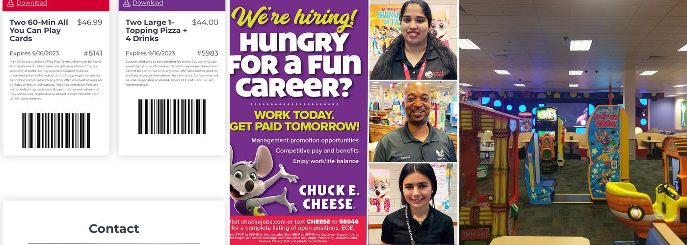 Chuck E. Cheese Menu