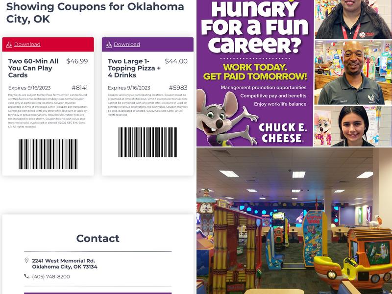Chuck E. Cheese Menu