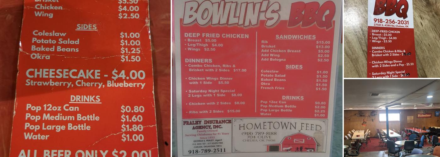 Bowlin's BBQ Menu