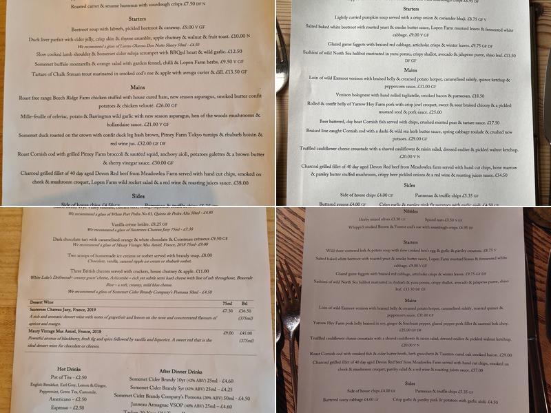 The Barrington Boar Menu