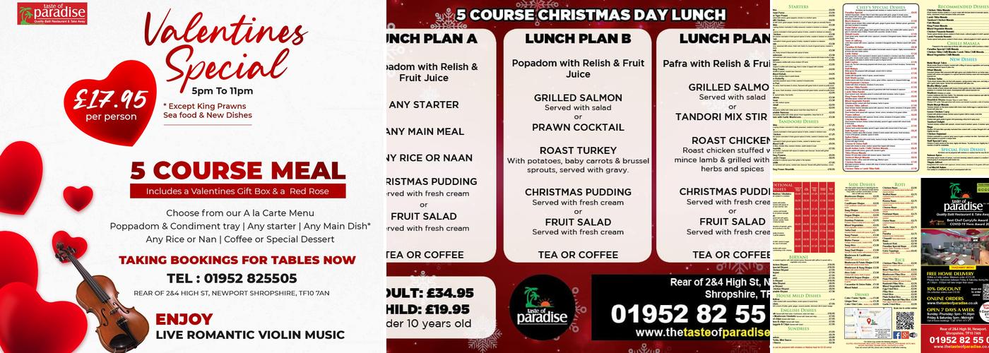 Taste Of Paradise Menu