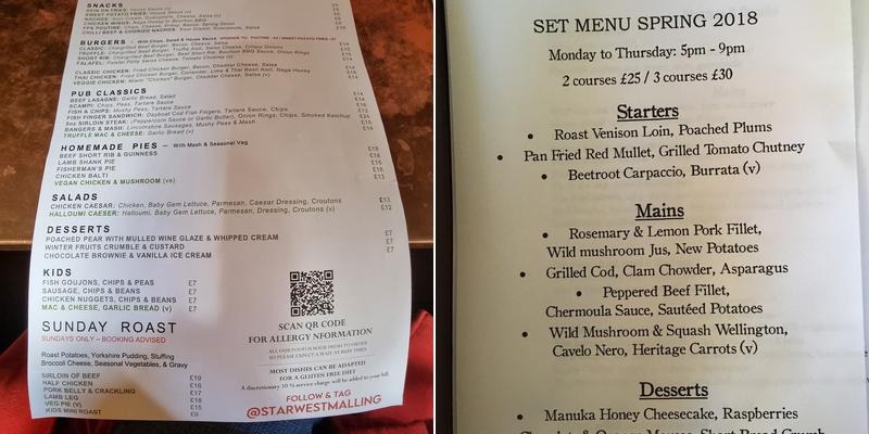 Five Pointed Star Menu
