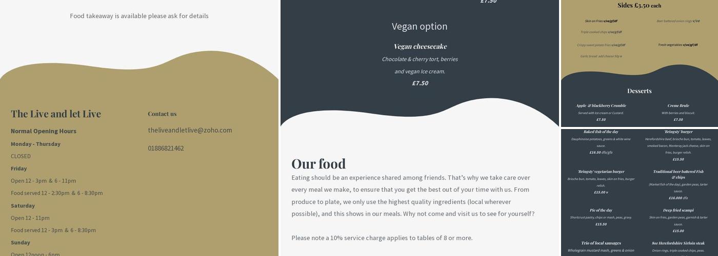 The Live & Let Live Menu