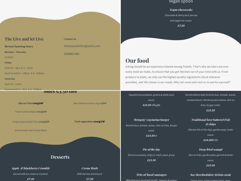 The Live & Let Live Menu