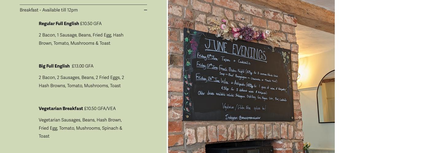 Cafe des Fleurs Menu