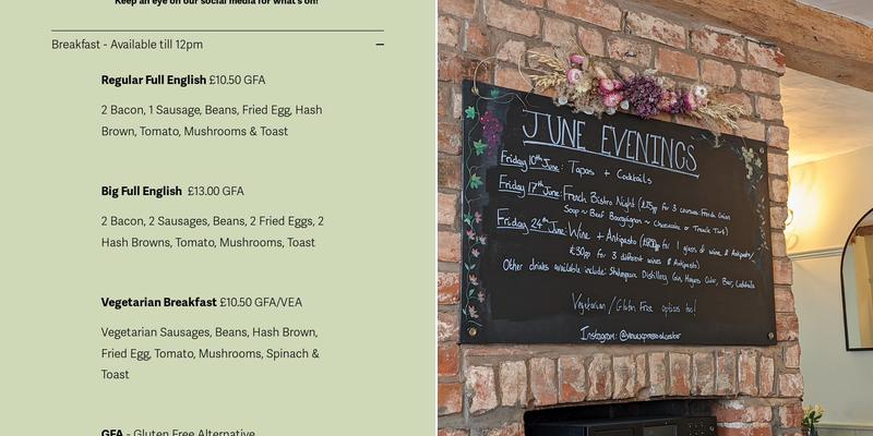 Cafe des Fleurs Menu