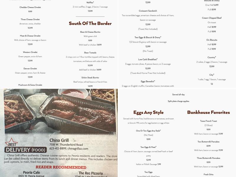 Peoria Cafe Menu