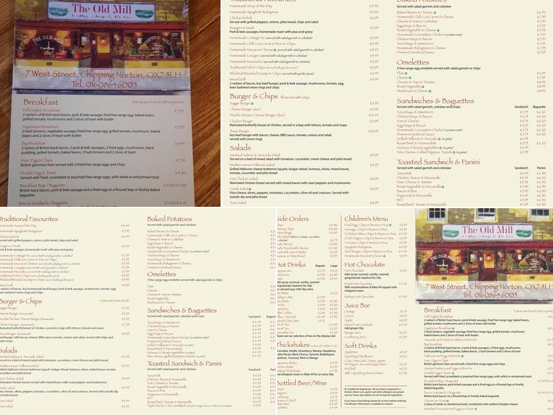 The Old Mill Coffee House & Bistro Menu