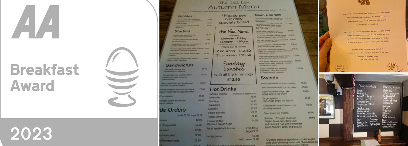 The Red Lion Inn Menu