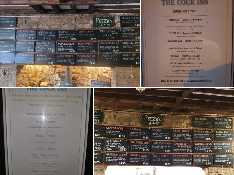 The Cock Inn Menu