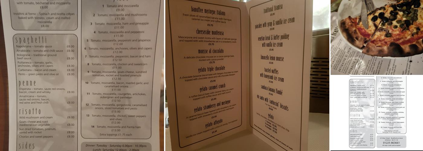 Pizzeria Amici Menu