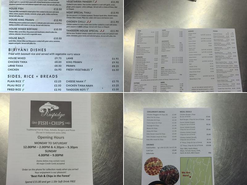 Ruspidge Fish & chips Menu