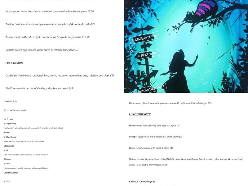 The White Lion Inn Menu