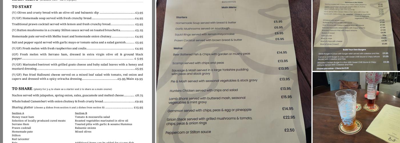 The Greyhound Botcheston Menu