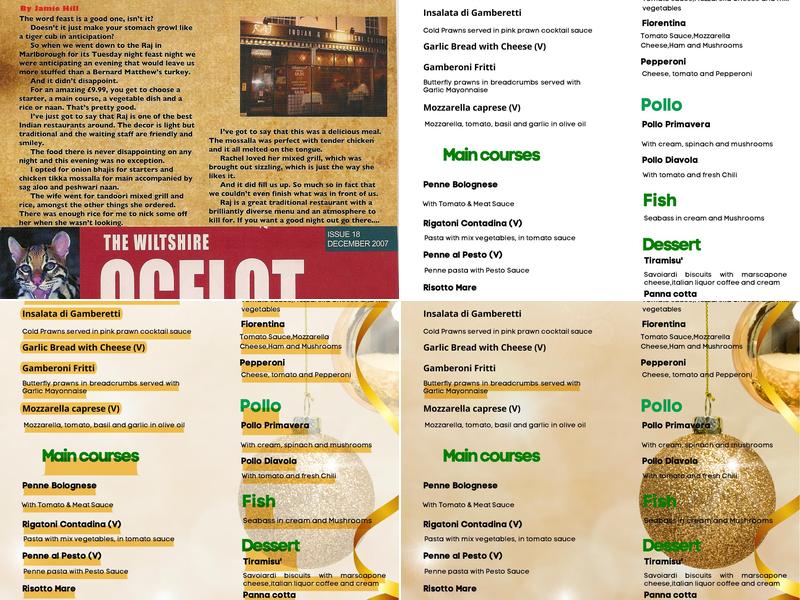 Raj Indian Restaurant Menu