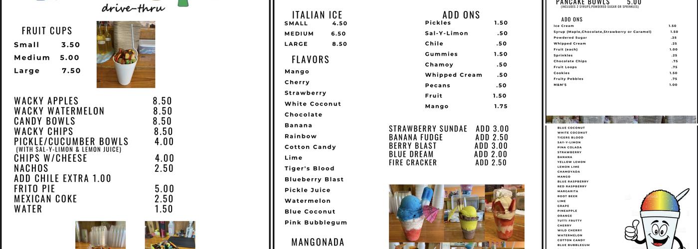 Kool Sips Drive Thru Menu