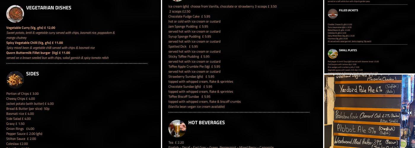 Willeymoor Lock Tavern Menu