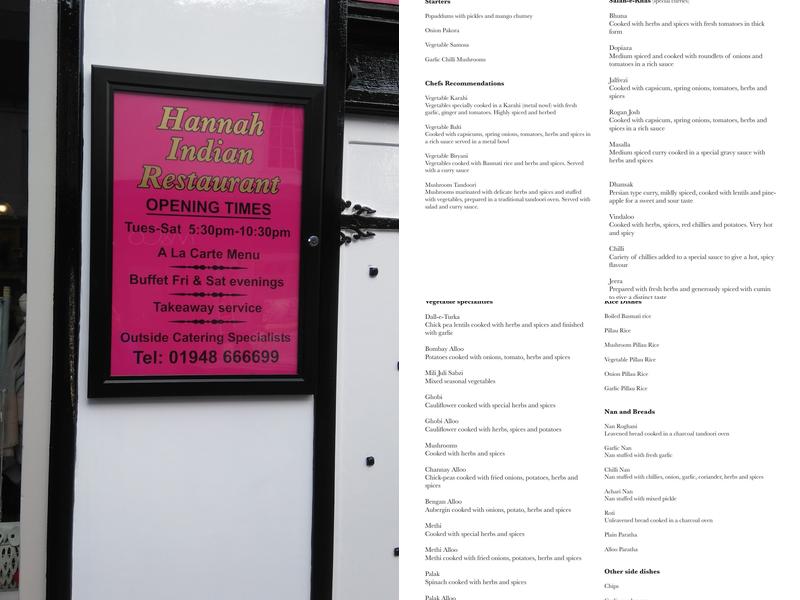 Hannah Restaurant Menu