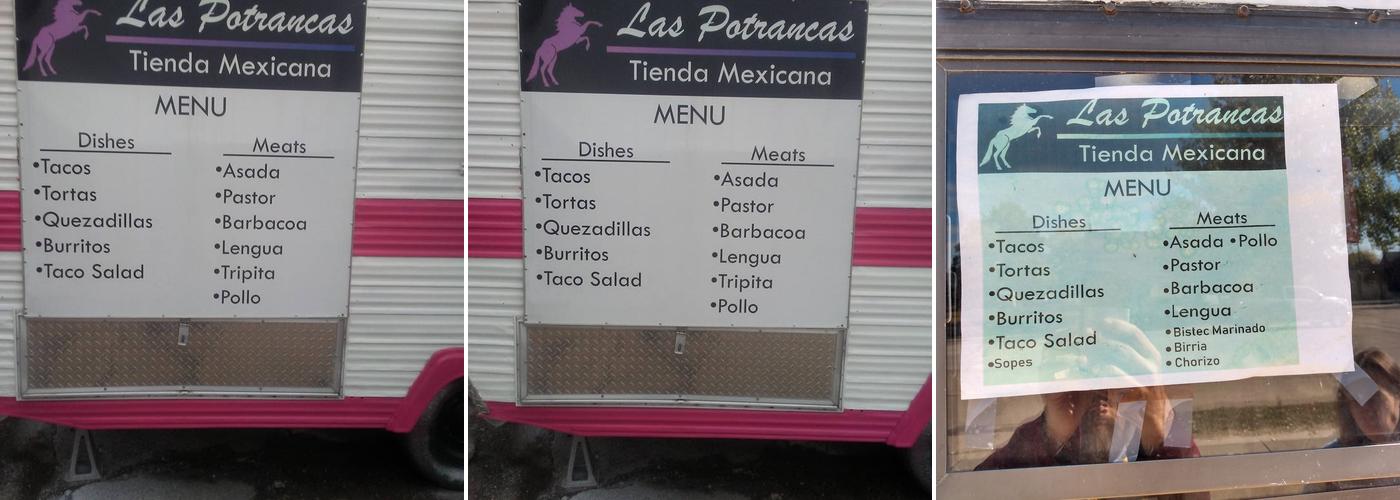 Las Potrancas Mexican Store Menu
