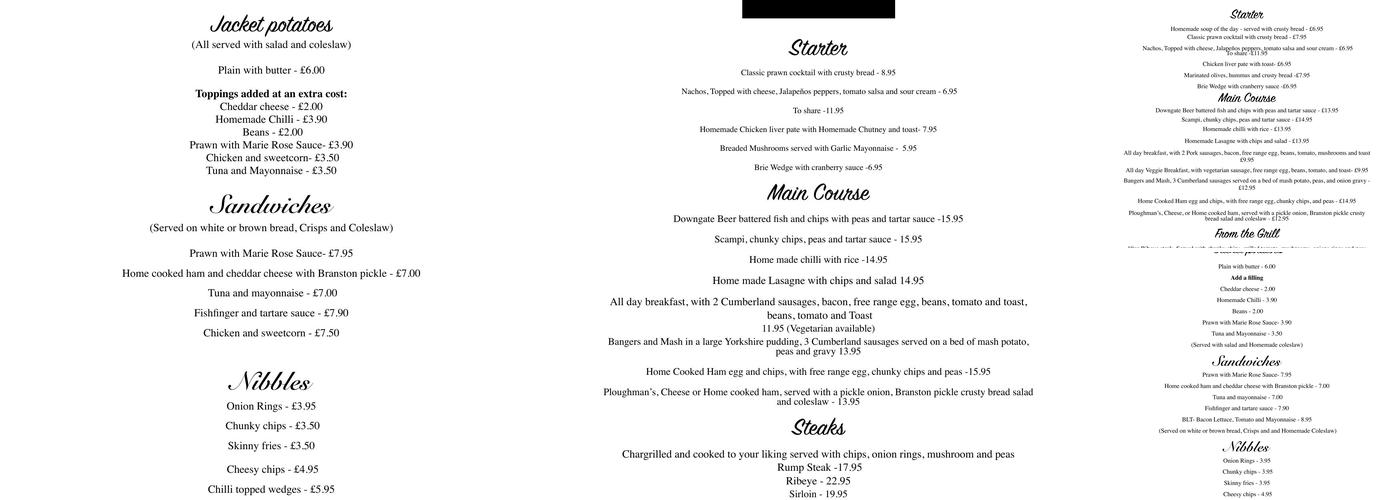 The Downgate Menu