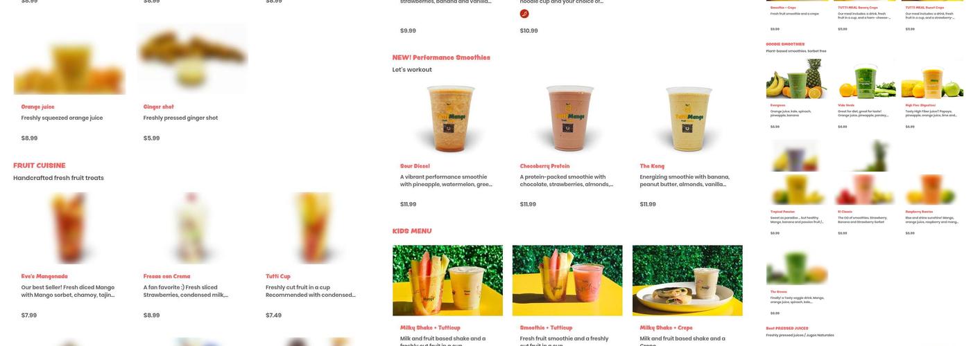 TuttiMango Menu