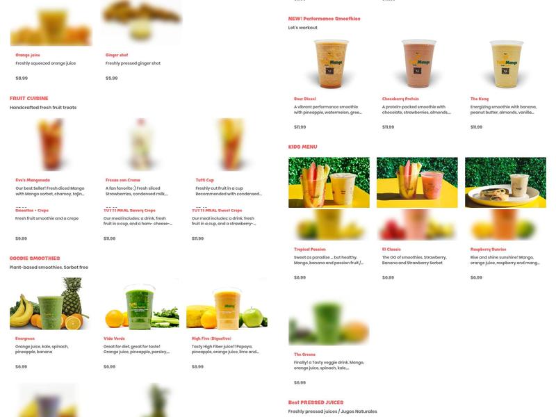 TuttiMango Menu