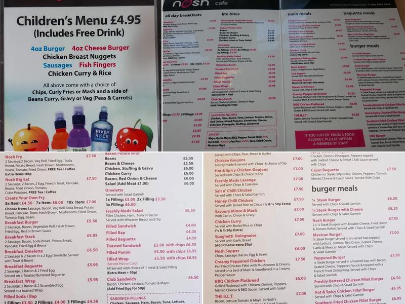 Nosh Cafe Menu